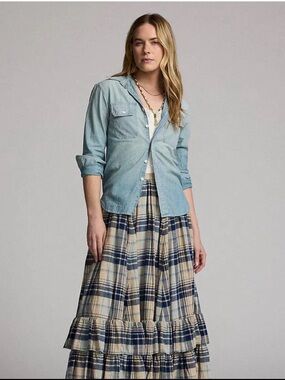 NWT RALPH LAUREN RRL

Indigo Plaid Cotton Voile Skirt